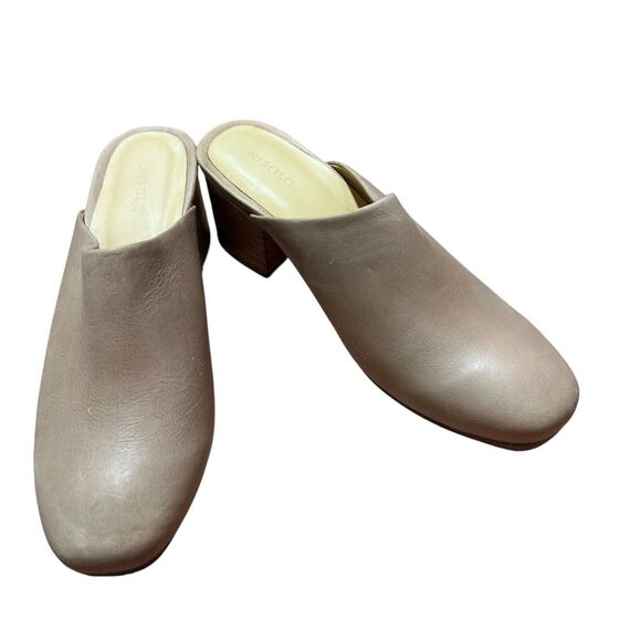 Nisolo All-Day Heeled Mule Shoes Womens Size 7.5 Almond Leather Slip On Comfort - Picture 1 of 10